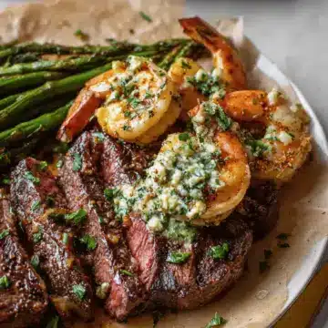 Garlic Butter Ribeye Steak And Shrimp