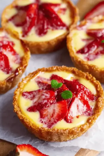 Strawberry Honey Custard Tarts with Lemon Curd