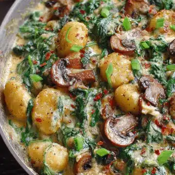 Creamy Spinach and Mushroom Gnocchi