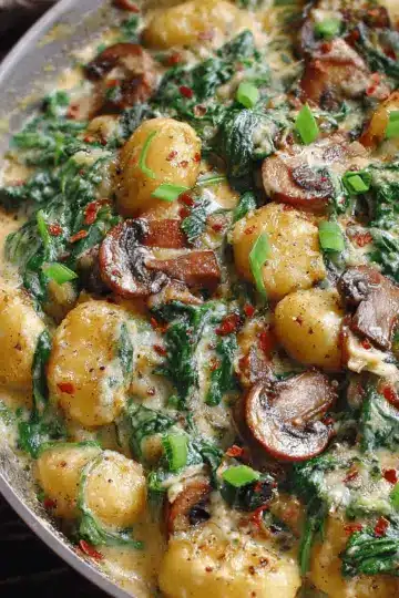Creamy Spinach and Mushroom Gnocchi
