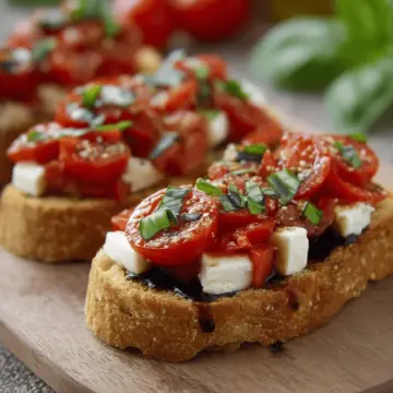 Bruschetta Caprese with Fresh Mozzarella and Tomato