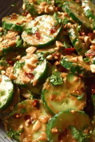 Cucumbers in Spicy Peanut Sauce
