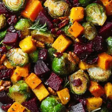 Winter Vegetable Salad with Butternut Squash, Brussels Sprouts, and Beets