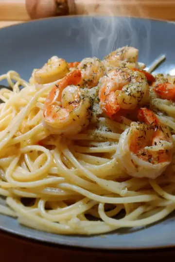 Pasta mit Garnelen - Knoblauch - Butter - Sauce