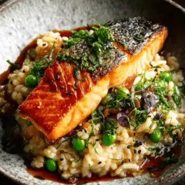 Japanese Style Risotto with Seared Salmon
