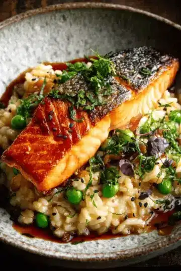 Japanese Style Risotto with Seared Salmon