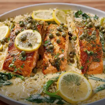 Easy One Pan Creamy Lemon Caper Butter Salmon