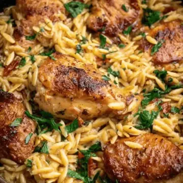 One Pot Garlic Butter Chicken Orzo.
