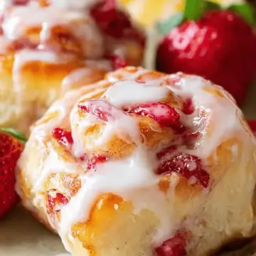 Strawberry Rolls with Lemon Glaze
