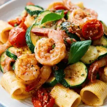 Zucchini Tomato Shrimp Pasta