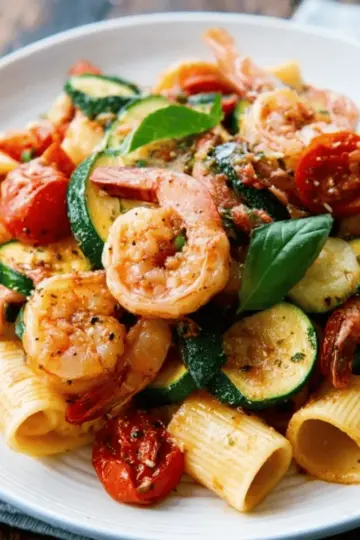 Zucchini Tomato Shrimp Pasta