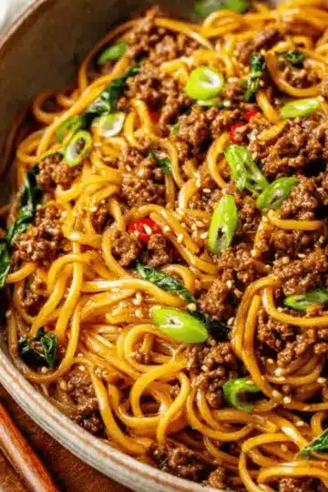Mongolian Ground Beef Noodles