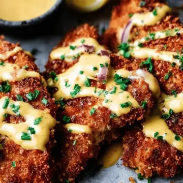 Pretzel Crusted Chicken with Cheddar-Mustard Sauce
