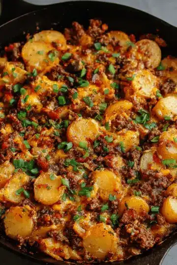 Loaded Ground Beef and Potatoes Skillet