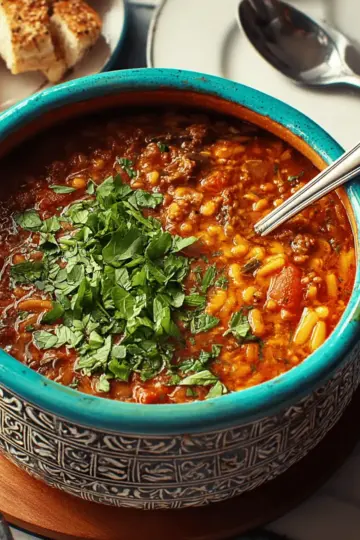 Harira (Moroccan Tomato, Lentil & Beef Soup)