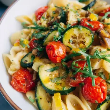 Pasta with zucchini and tomatoes