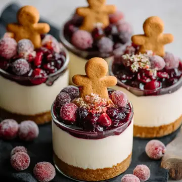 No-Bake White Chocolate Cheesecakes With Mulled Wine Fruit