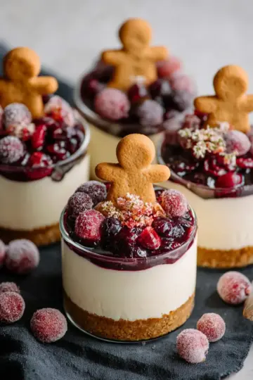 No-Bake White Chocolate Cheesecakes With Mulled Wine Fruit