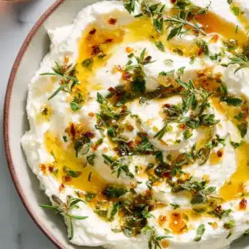 Quick Whipped Ricotta Dip with Hot Honey Appetizer