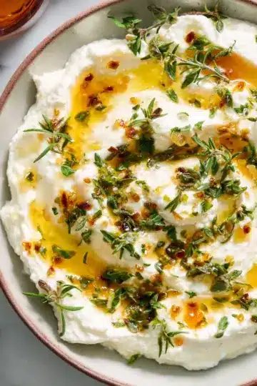 Quick Whipped Ricotta Dip with Hot Honey Appetizer