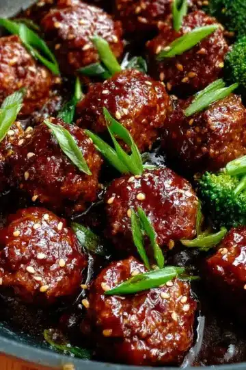 Sticky Mongolian Meatballs and Broccoli (Easy!!)