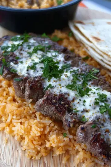 Steak Cheese and Rice