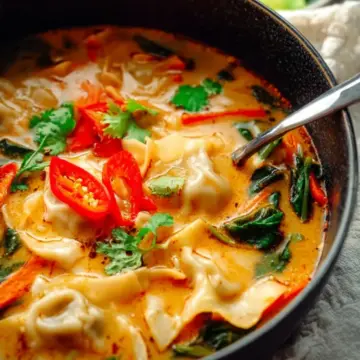 Thai Red Curry Potsticker Soup