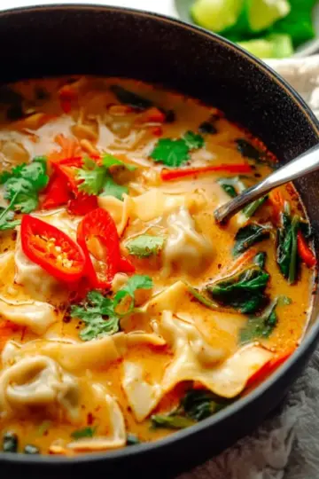 Thai Red Curry Potsticker Soup