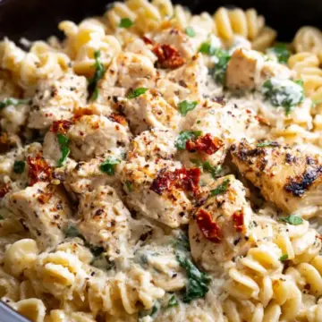 Crockpot Parmesan Garlic Chicken Pasta