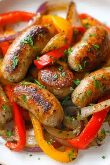 Air Fryer Chicken Sausage With Peppers and Onions