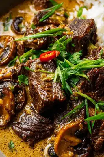 Lemongrass Coconut Braised Beef with Mushrooms
