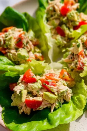 Avocado Chicken Salad Lettuce Wraps