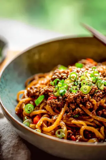 Mongolian Ground Beef Noodles
