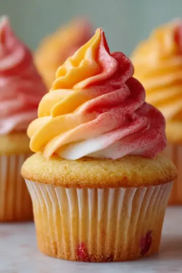 Mango Strawberry Sunset Cupcakes Recipe