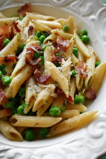Penne Pasta, Peas and Bacon – Easy & The Best!