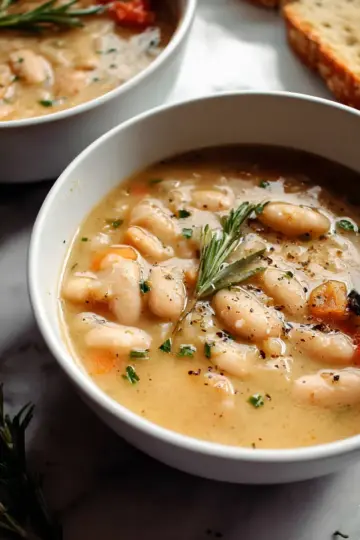 Easy Rosemary Garlic White Bean Soup