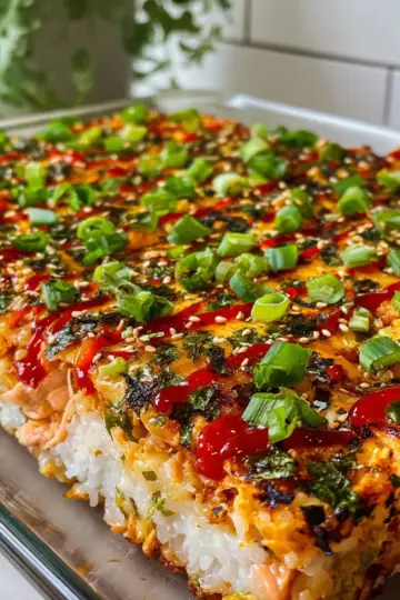Spicy Salmon Sushi Bake