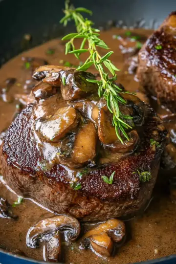 Filet Mignon in Mushroom Wine Sauce