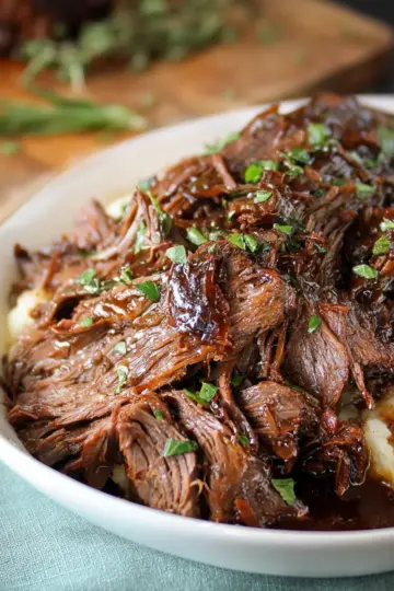 Slow Cooker Balsamic Glazed Roast Beef