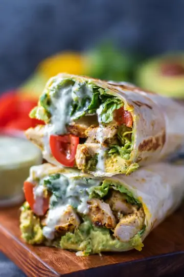 Avocado Ranch Chicken Burrito Wraps