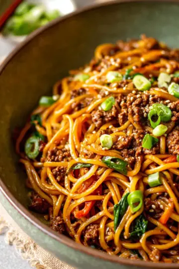 Mongolian Ground Beef Noodles