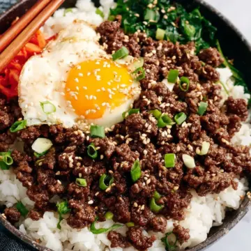 Korean Ground Beef and Rice Bowls
