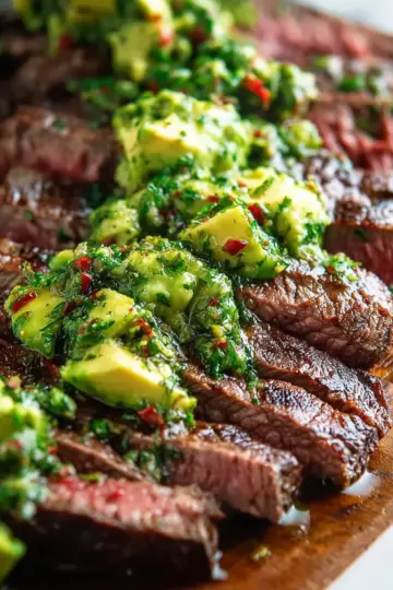 Skirt Steak with Avocado Chimichurri